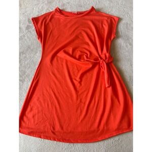 See You Monday‎ Women's L Orange Dress Tie Waist Casual Short Sleeve Mini Dress